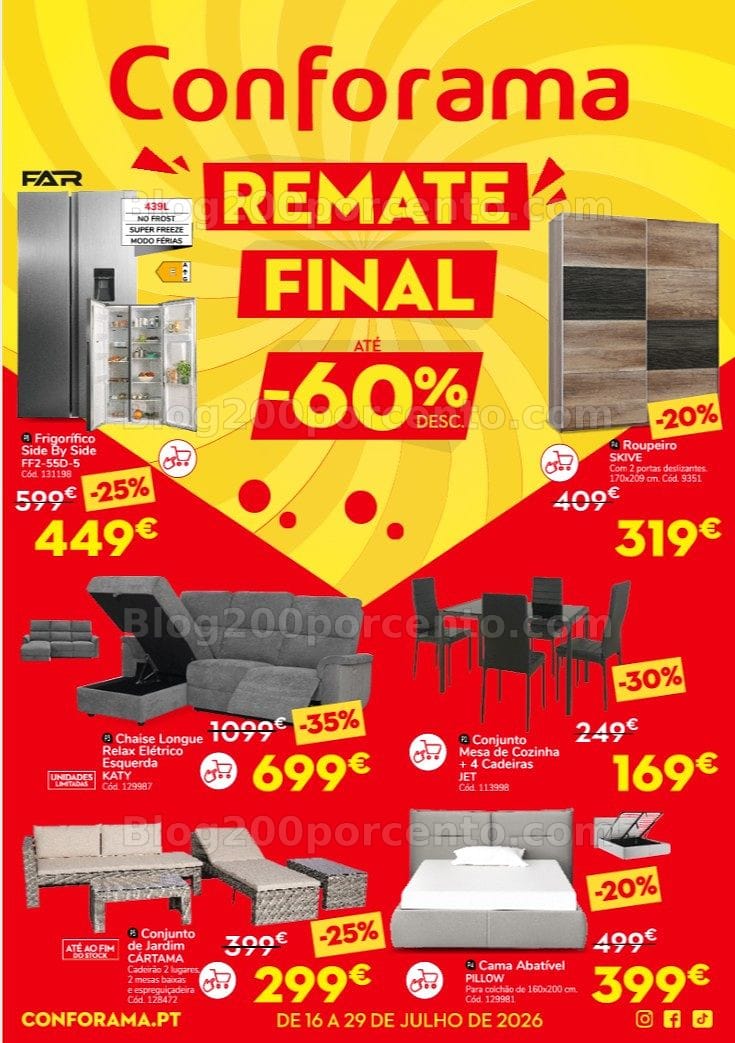 Antevisão Folheto CONFORAMA Saldos Remate Final Promoções de 16 a 29 julho